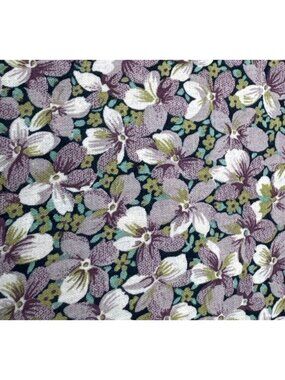 Vintage Peter Pan Fabrics Floral Print Fabric 19" x 29" Purple & Green Cotton